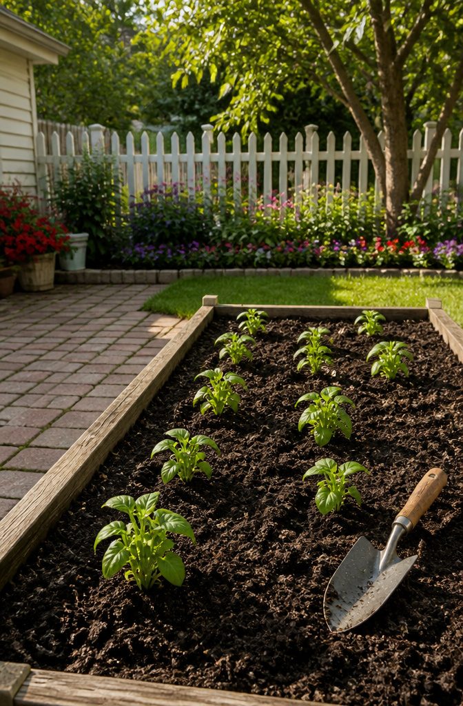 Basil Plant Care: A Guide to Growing, Watering and Harvesting 2 Basil seedlings planted outdoors with space for growth.