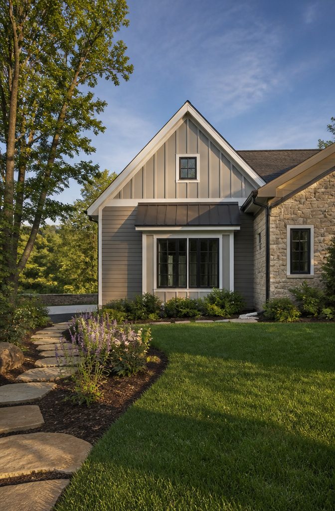 Example of board and batten siding used as an accent on a house.