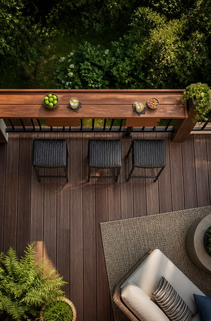Measurement guide for deck railing bar tops.