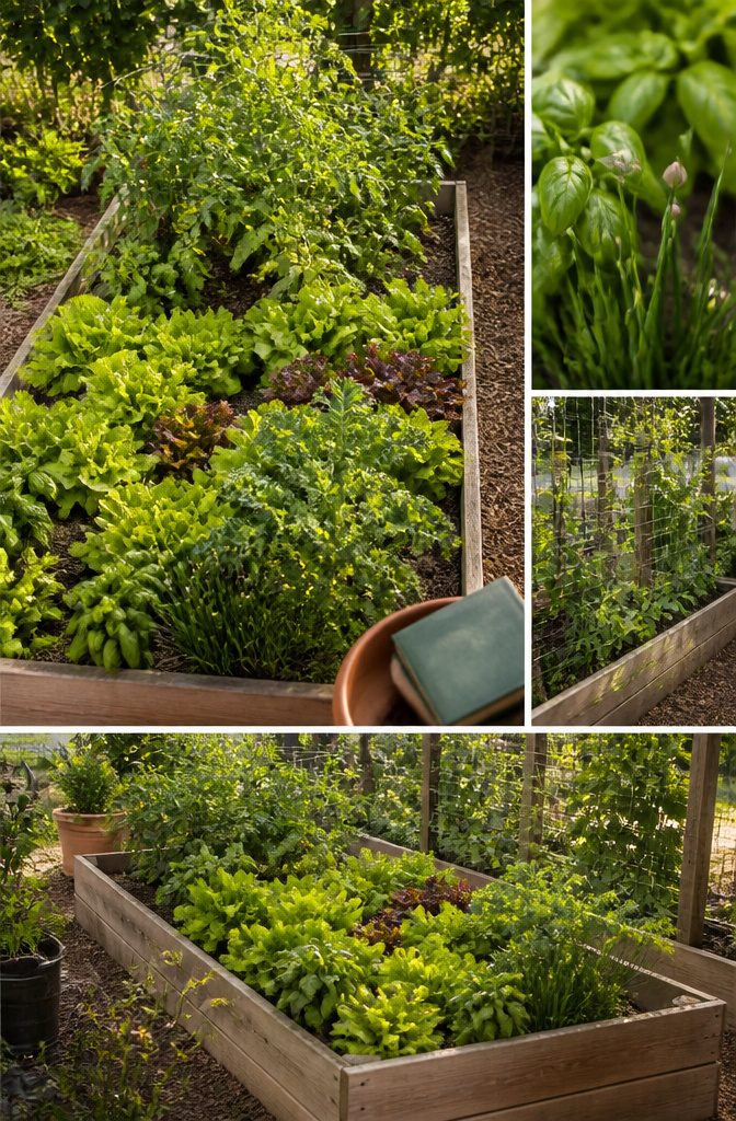 Raised Beds Vegetable Garden: Materials, Soil and What to Grow 10 Raised bed garden demonstrating intercropping techniques.